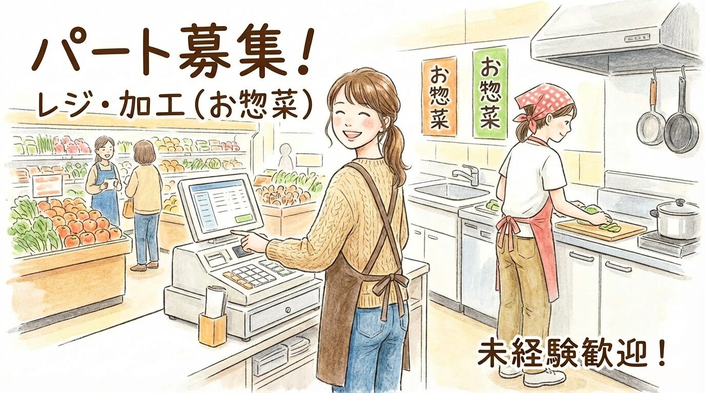 レジ・加工（お惣菜）でのパートさん募集をしております