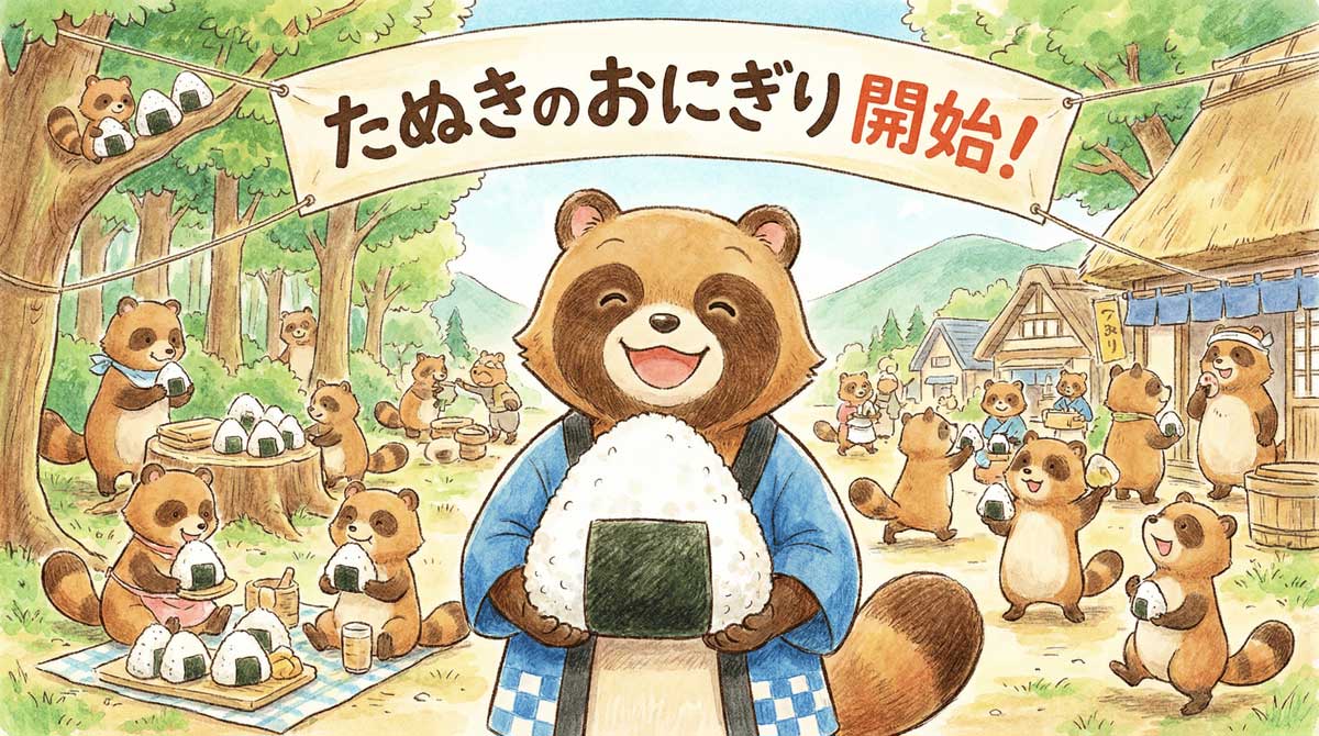 たぬきのおにぎりが始まります！