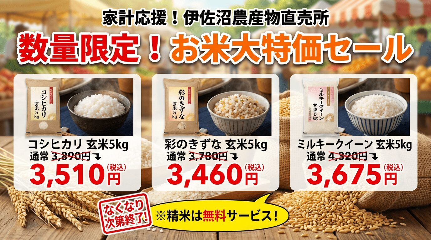 【2月17日(火)から】数量限定！お米大特価セールのお知らせ